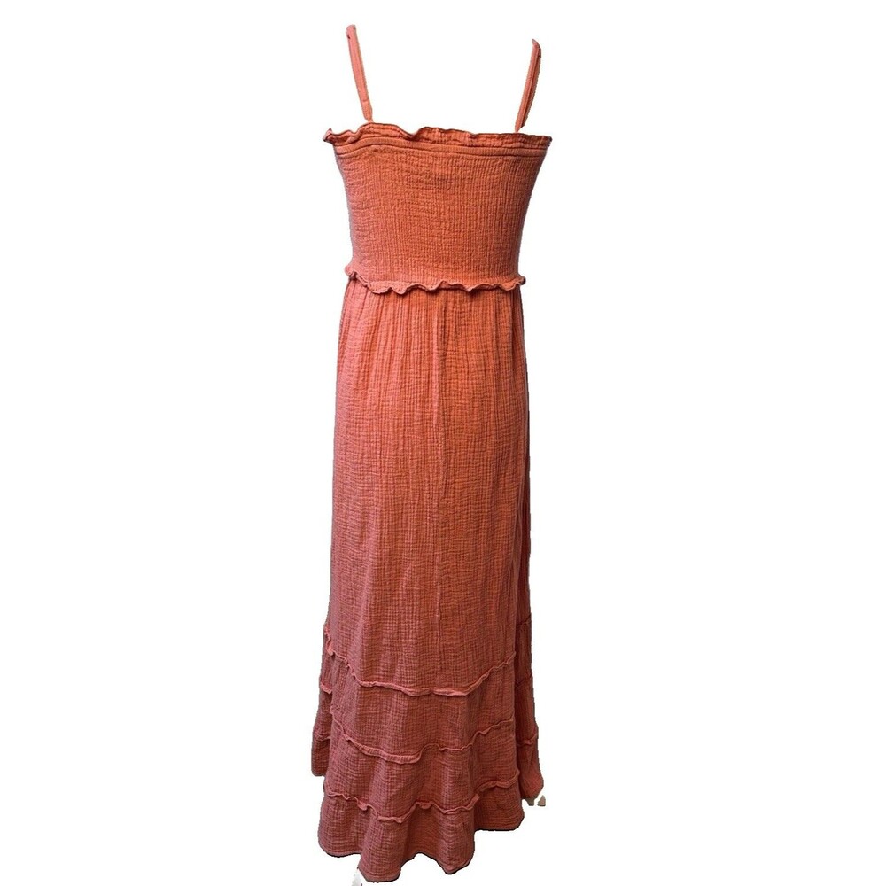 Sim & Sam Dress Pink Tiered Smocked Stretch Maxi Long Removable Straps Size XL - Picture 3 of 11